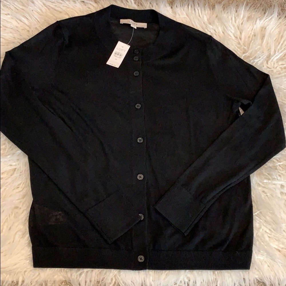 Loft classic button down cardigan size M black